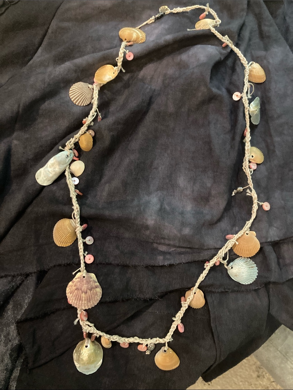 Handmade Seashell Necklace with Pink Accents